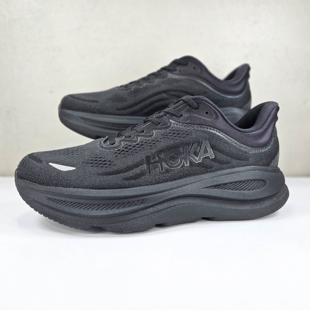 Hoka Bondi 9 Black Running Shoes 1162013 BBLC Mens Sz 10.5 Wide 2E